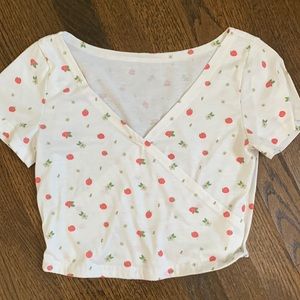 Cute strawberry cross over crop top